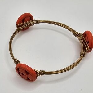 Pumpkins Halloween Gold Color Wire Wrapped Bangle